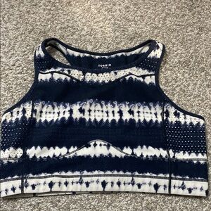 Torrid Blue and White Sleeveless Crop Tank Top